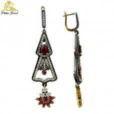 Gümüş Otantik Taşlı Küpe